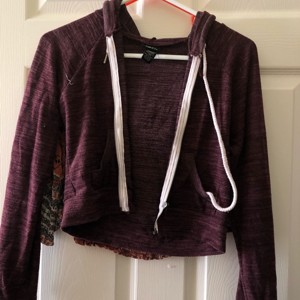 cropped zip-up hoodie